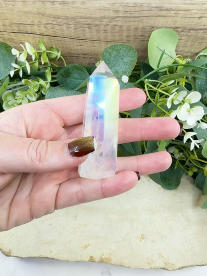 Aura Quartz Tower Point | Rainbow Crystal Generator for Meditation Energy Cleansing & Altar