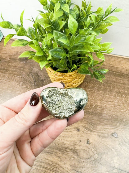 Pyrite Hearts - Polished Stone Cluster