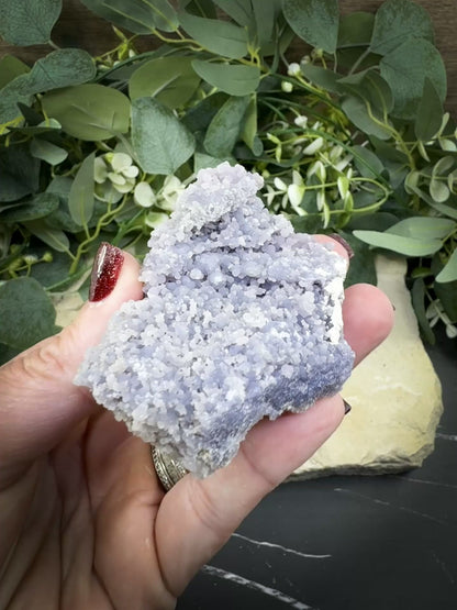 Grape Agate Cluster Specimen 128g – Natural Purple Botryoidal Chalcedony for Meditation & Healing Decor