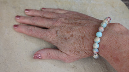 Sky Blue Jasper and Sea Glass Bracelet