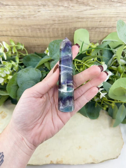 Rainbow Fluorite Tower Crystal Point for Clarity Focus & Chakra Healing