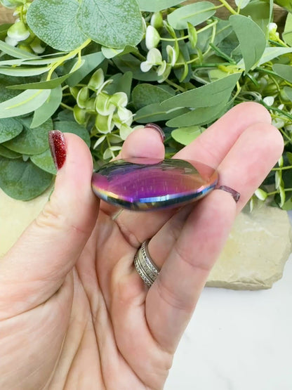 Rainbow Hematite Heart – Polished Iridescent Hematite Palm Stone for Energy Healing & Decor