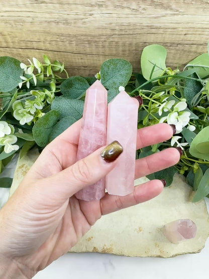 Rose Quartz Tower Crystal Point 1-4 Inch Unconditional Love Heart Chakra Healing Stone
