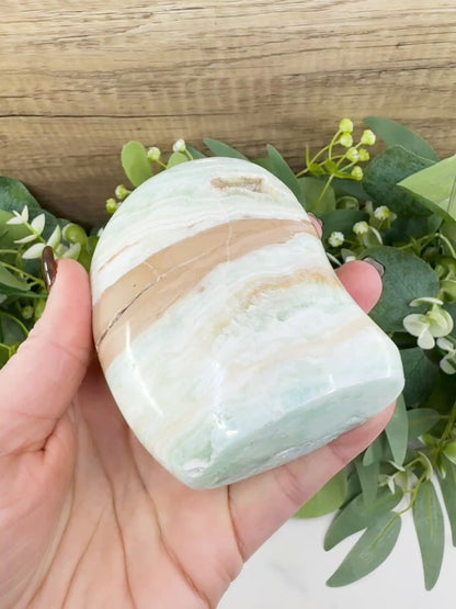 Caribbean Calcite Freeform No. 1 – Polished Blue Calcite & Aragonite Standing Specimen for Calm & Third Eye Activation