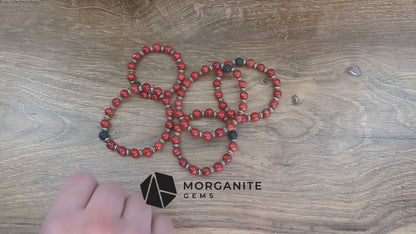 Red Coral and Lava Bracelet