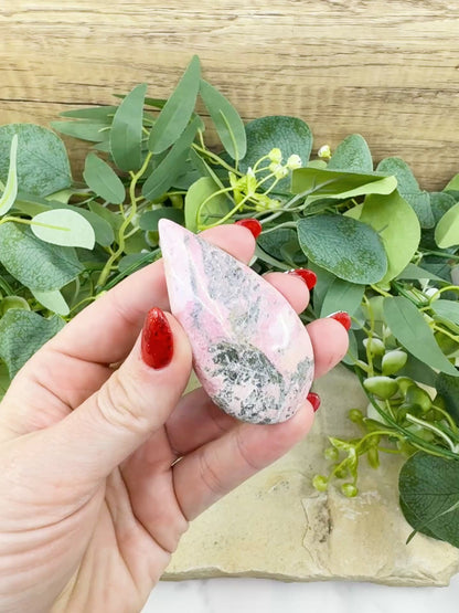 AAA+ Rhodochrosite Pear-Shaped Carving (54g) – "Stone of the Compassionate Heart" for Self-Love & Inner Healing