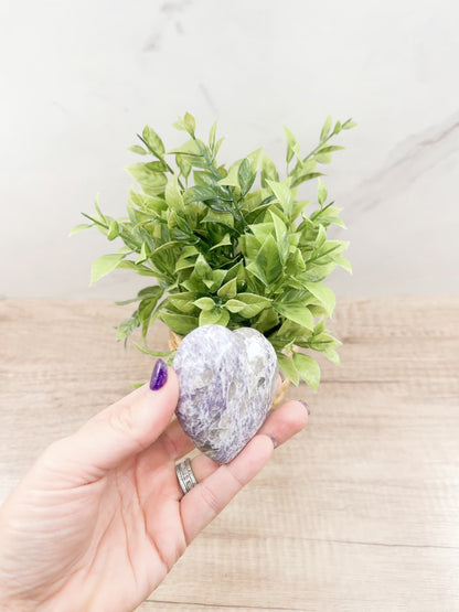 Lepidolite Heart Crystals – Soothing and Calming Stones for Emotional Balance and Stress Relief