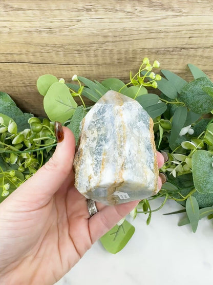 Blue Onyx Half Rough Cut Base Point – Grounding & Calming Energy Crystal