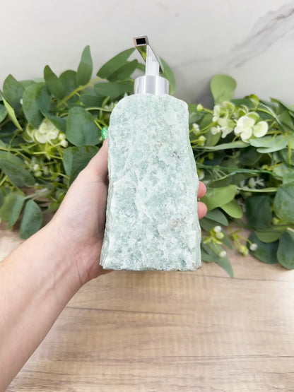 Green Aventurine Soap Dispenser – Crystal Decor for Abundance, Healing & Luxury Spaces