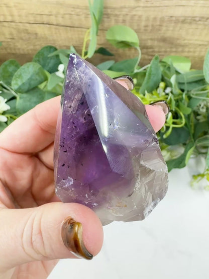 Amethyst Standing Point No. 3 (5.6oz) – Rough Base Polished Tower for Intuition & Spiritual Peace