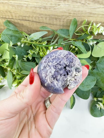 Grape Agate Sphere No. 1 (55mm) – Rare Botryoidal Chalcedony for Intuition & Dream Work