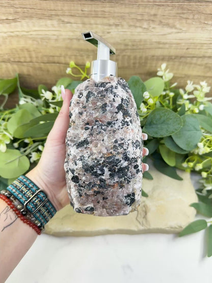 Tourmaline Quartz Soap Dispenser #4 – Handcrafted Natural Crystal Dispenser for Elegant Home Decor