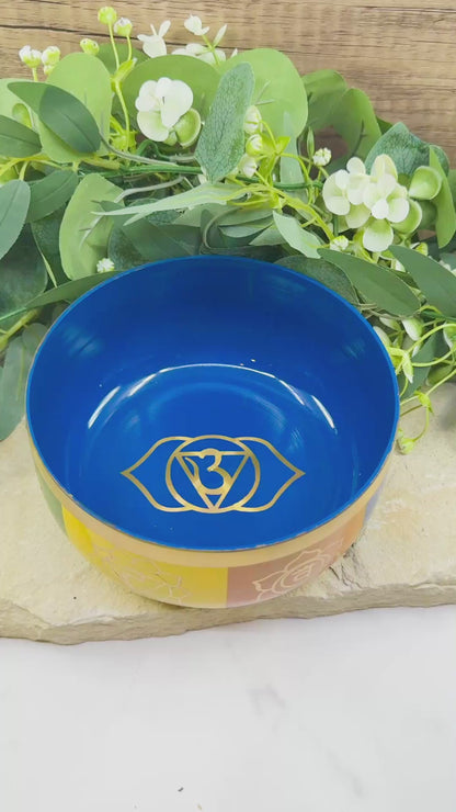 6″ Seven Chakra Tibetan Singing Bowl – Solid Brass Meditation & Healing Bowl