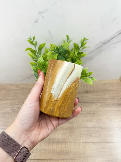 Large Onyx Tumbler – Natural Stone Cup for Elegant Decor & Multi-Purpose Use