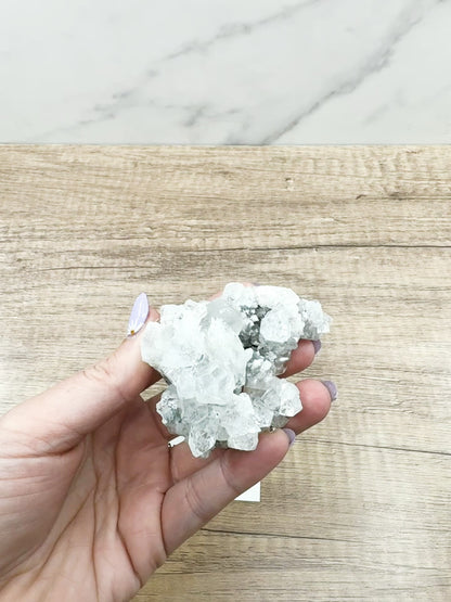 114g Clear Apophyllite Cluster with Stilbite – Natural Crystal Formation