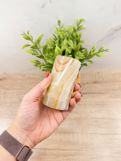 Small Onyx Tumbler Cylinder – Versatile Natural Stone Vessel for Decor & Everyday Use