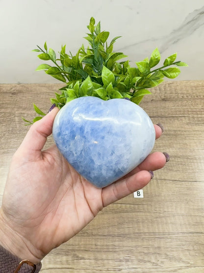 Blue Calcite Heart – Soothing Energy for Peace & Healing