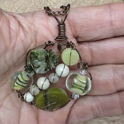 Boho Wire-Wrapped Green Crystal Garden Necklace by Chris J