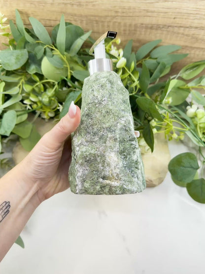 Green Tanzurine Soap Dispenser No.1 – Crystal Home Decor for Heart Chakra, Abundance & Self-Care
