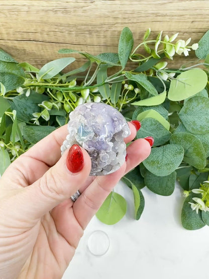 Grape Agate Sphere No. 2 (48mm) – Botryoidal Lavender Chalcedony for Spiritual Growth & Peace