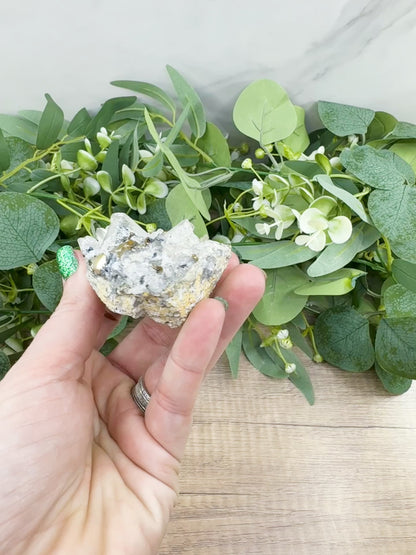Clear Quartz with Pyrite Mineral Specimen – 120g Natural Cluster for Energy, Clarity & Abundance