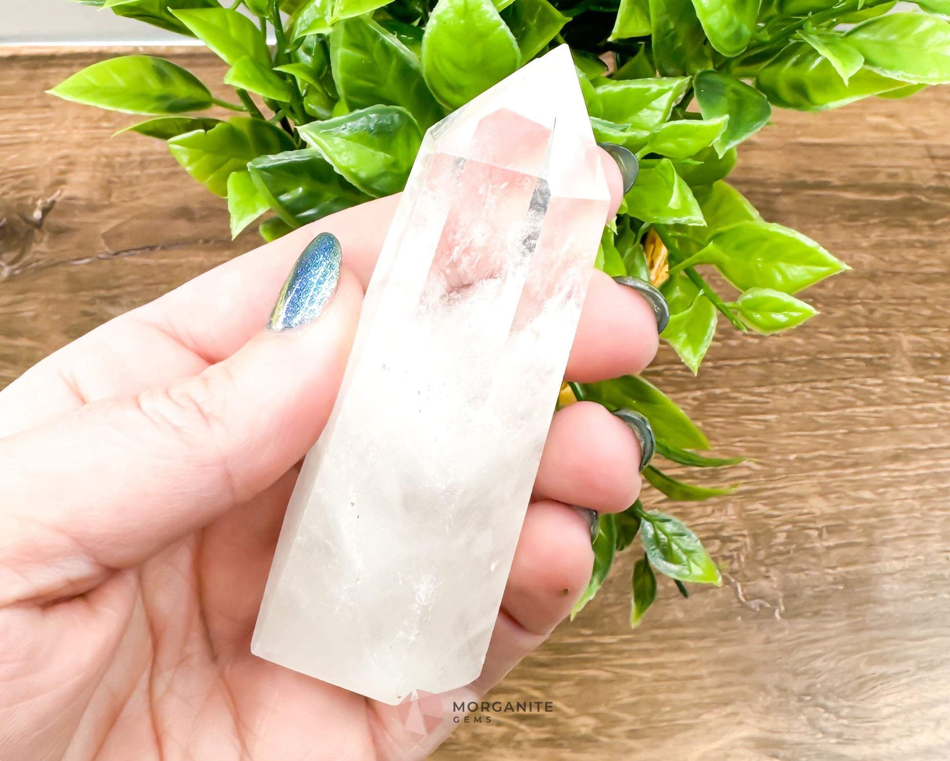 Pure Brilliance: Clear Quartz Tower Point - Enhance Clarity and Energy Flow-Morganite Gems