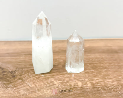 Pure Brilliance: Clear Quartz Tower Point - Enhance Clarity and Energy Flow-Morganite Gems