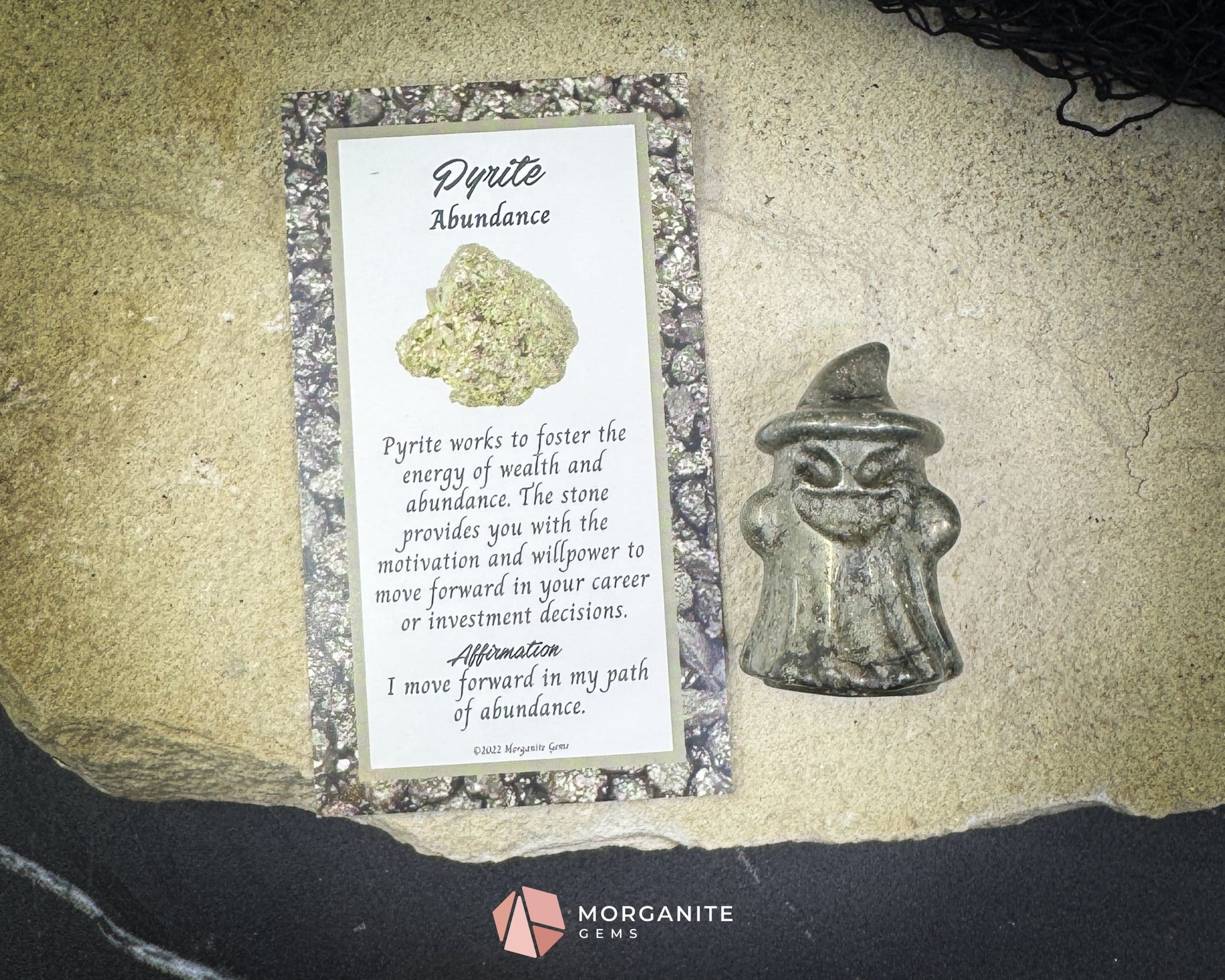 Pyrite Ghost Figurine with Hat (~40 mm) – Random Selection + Info Card Metaphysical Crystals