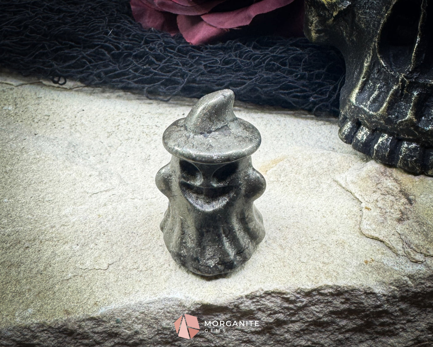Pyrite Ghost Figurine with Hat (~40 mm) – Random Selection + Info Card Metaphysical Crystals