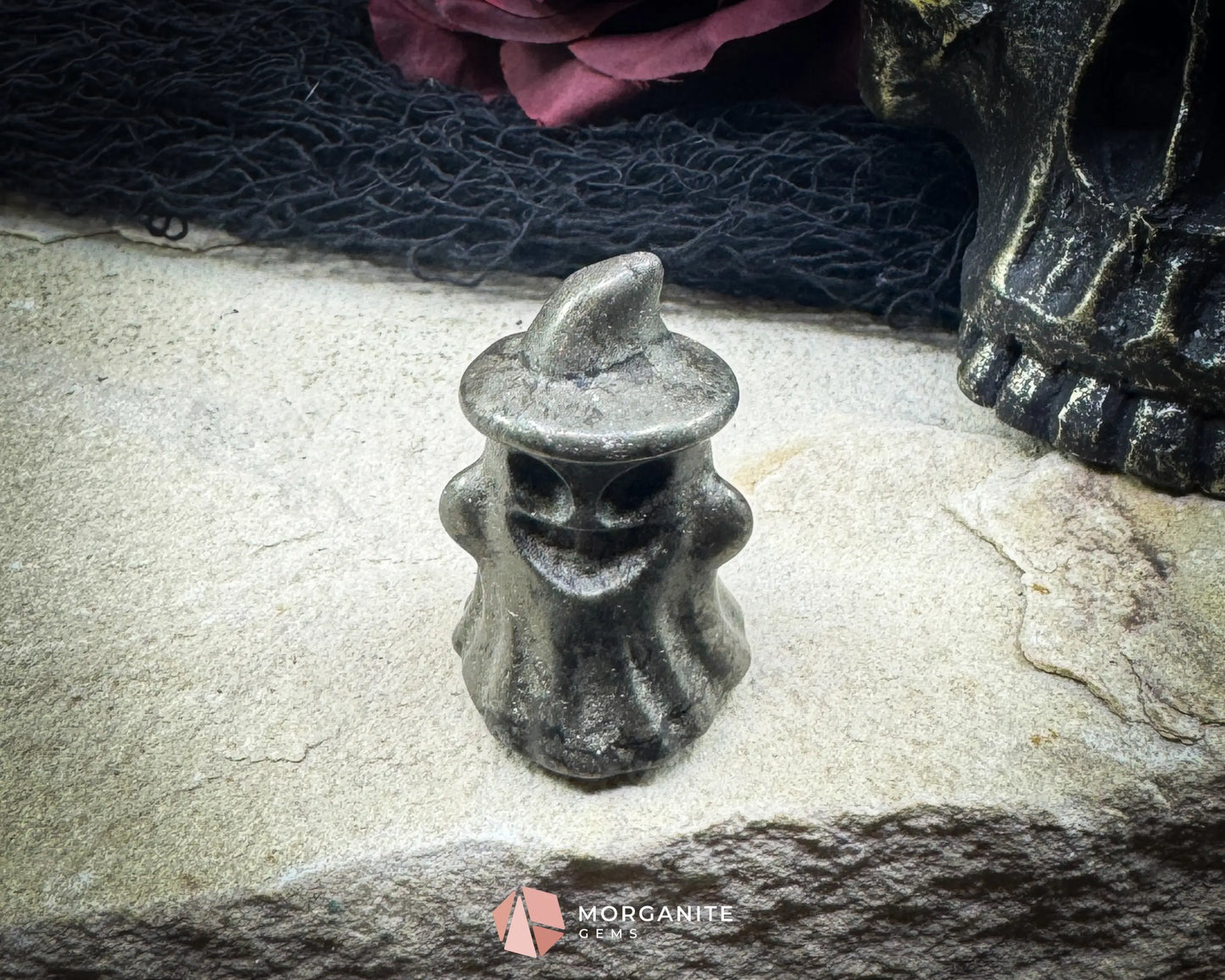 Pyrite Ghost Figurine with Hat (~40 mm) – Random Selection + Info Card Metaphysical Crystals