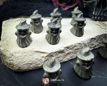 Pyrite Ghost Figurine with Hat (~40 mm) – Random Selection + Info Card Metaphysical Crystals