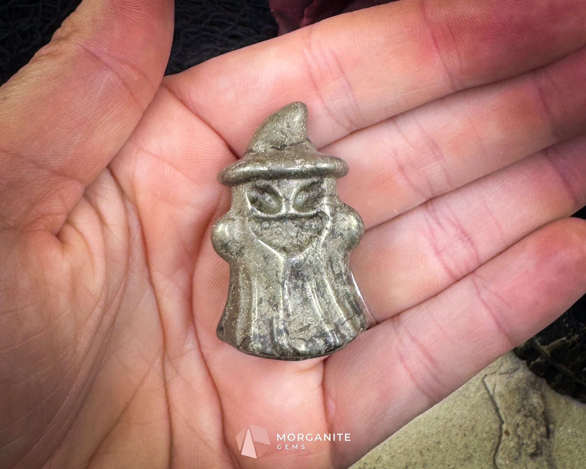 Pyrite Ghost Figurine with Hat (~40 mm) – Random Selection + Info Card Metaphysical Crystals