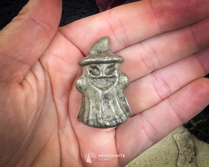 Pyrite Ghost Figurine with Hat (~40 mm) – Random Selection + Info Card Metaphysical Crystals