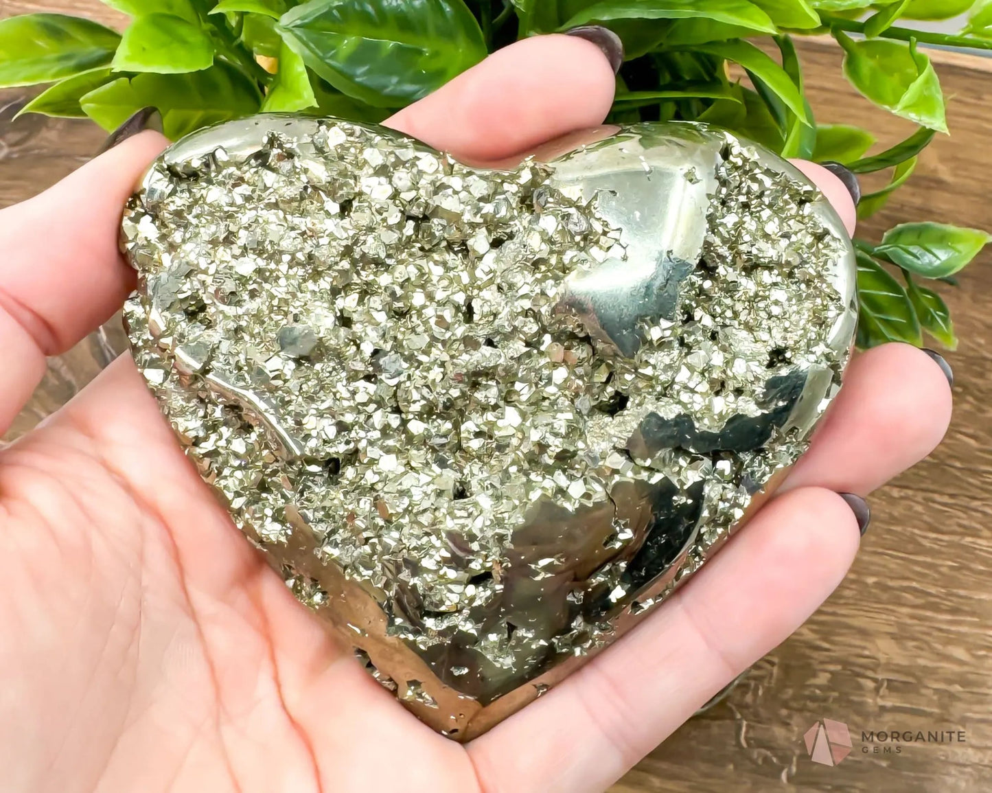 Pyrite Hearts - Polished Stone Cluster-Morganite Gems