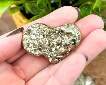 Pyrite Hearts - Polished Stone Cluster-Morganite Gems