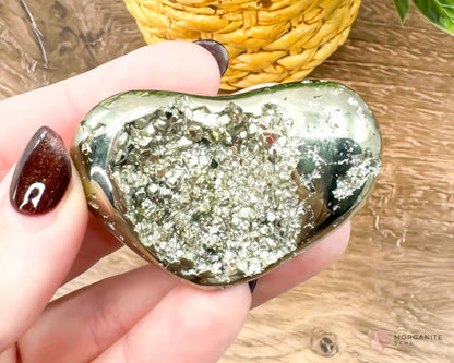 Pyrite Hearts - Polished Stone Cluster-Morganite Gems