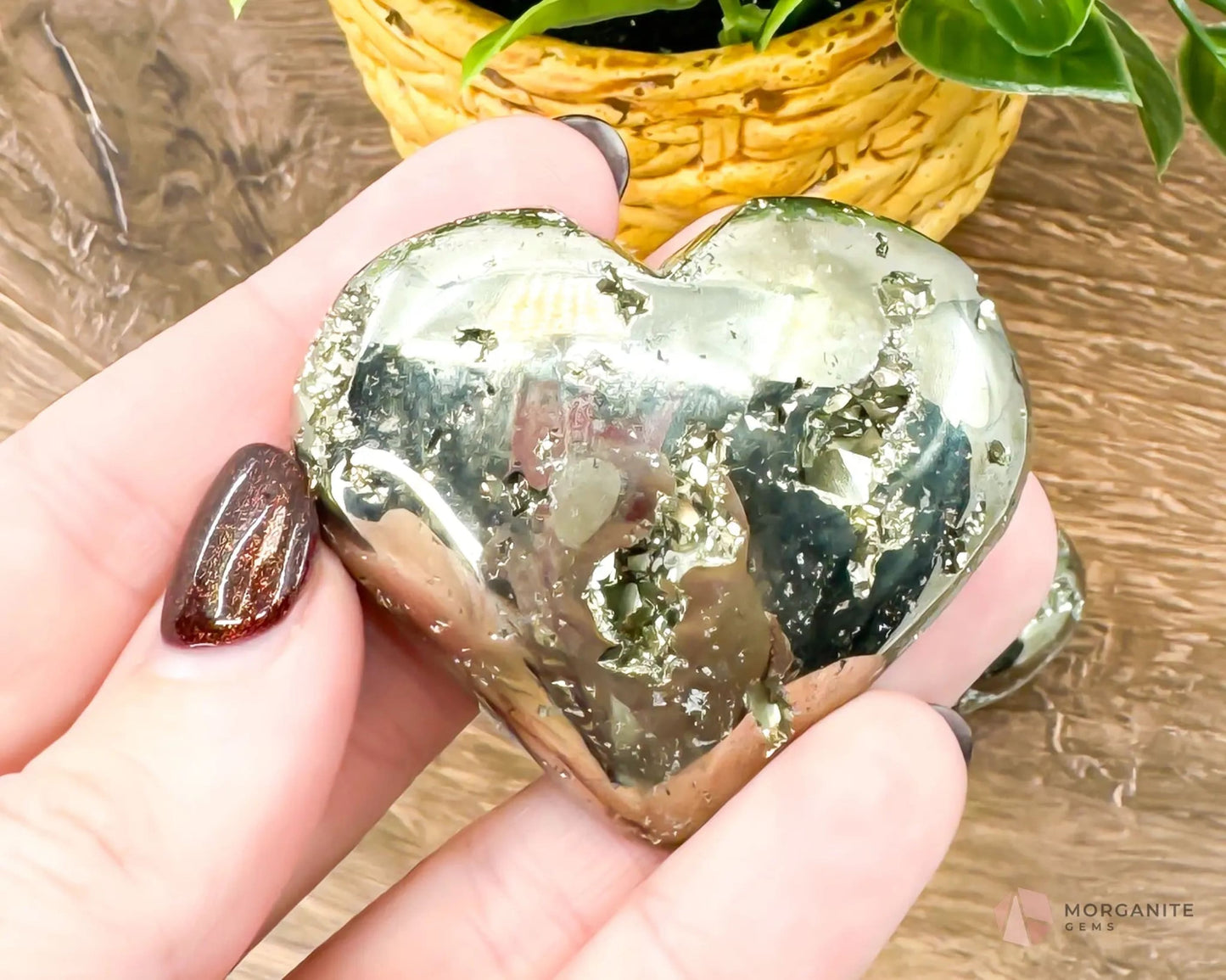 Pyrite Hearts - Polished Stone Cluster-Morganite Gems