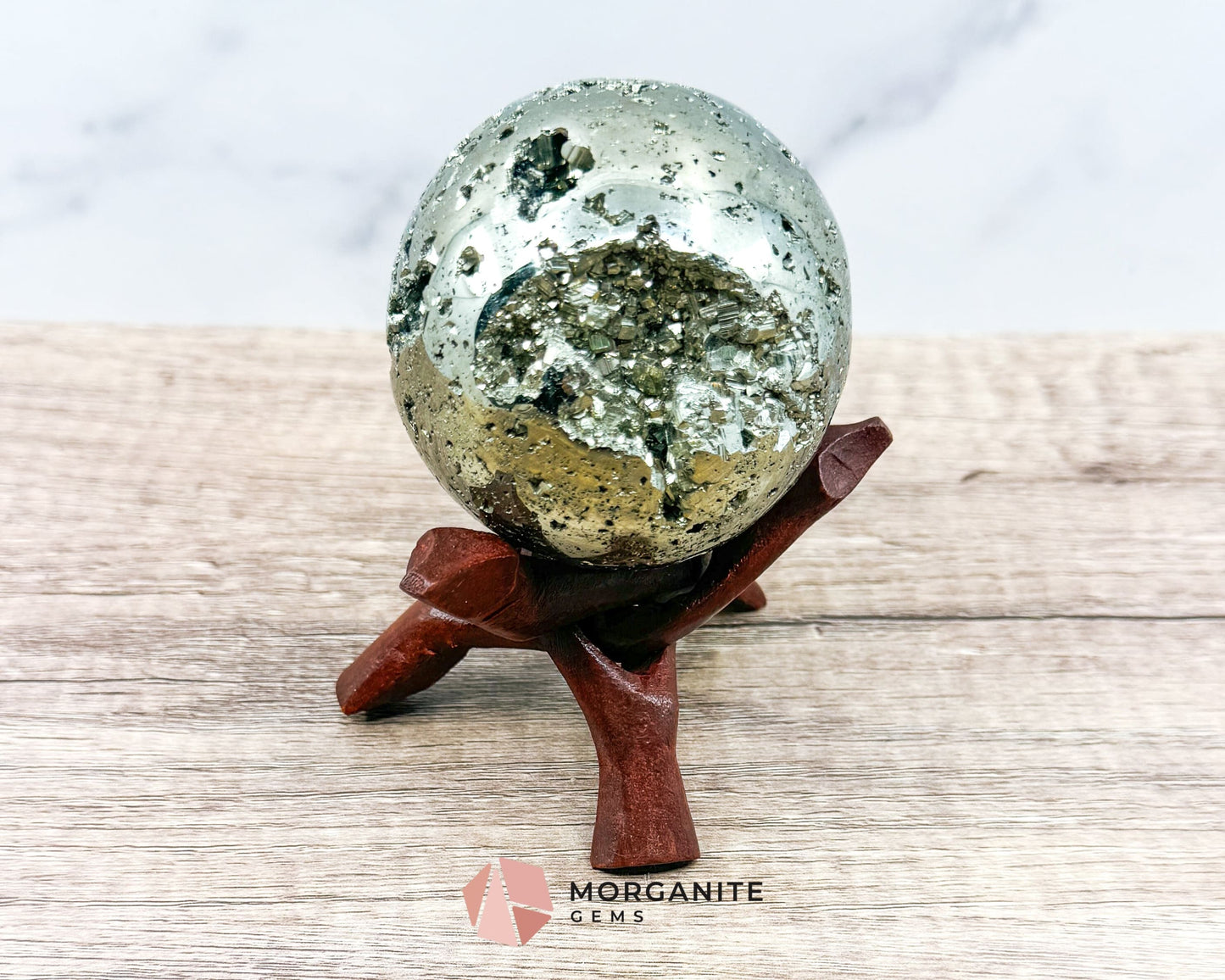 Pyrite Sphere – AAA Quality for Abundance and Protection-Morganite Gems