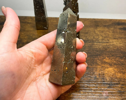 Pyrite Tower Obelisk Point-Morganite Gems