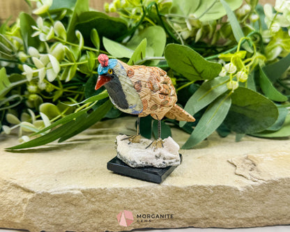Quail Multi‑Stone Carving No. 1 – 3.4″ × 4.6″ × 2″ | 6 oz Hand‑Carved Figurine - Metaphysical Crystals