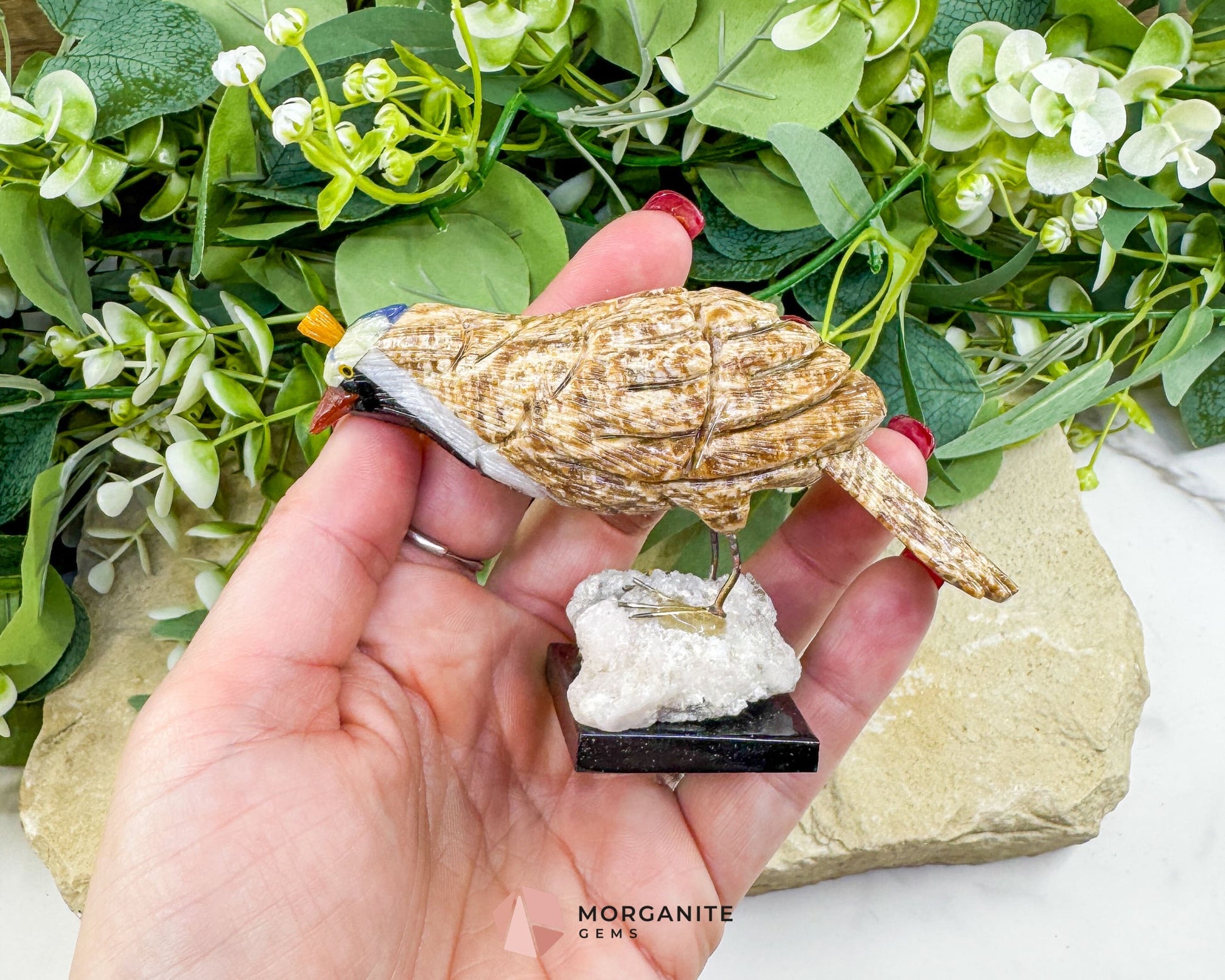 Quail Multi‑Stone Carving No. 2 – 2.5″ × 4.2″ × 2.4″ | 6 oz Hand‑Carved Figurine - Metaphysical Crystals