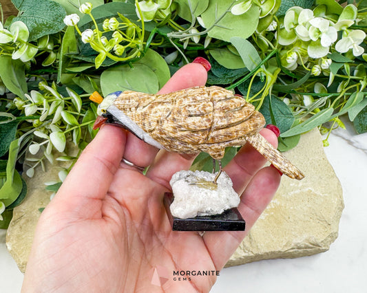 Quail Multi‑Stone Carving No. 2 – 2.5″ × 4.2″ × 2.4″ | 6 oz Hand‑Carved Figurine - Metaphysical Crystals