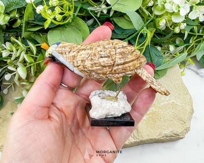 Quail Multi‑Stone Carving No. 2 – 2.5″ × 4.2″ × 2.4″ | 6 oz Hand‑Carved Figurine - Metaphysical Crystals