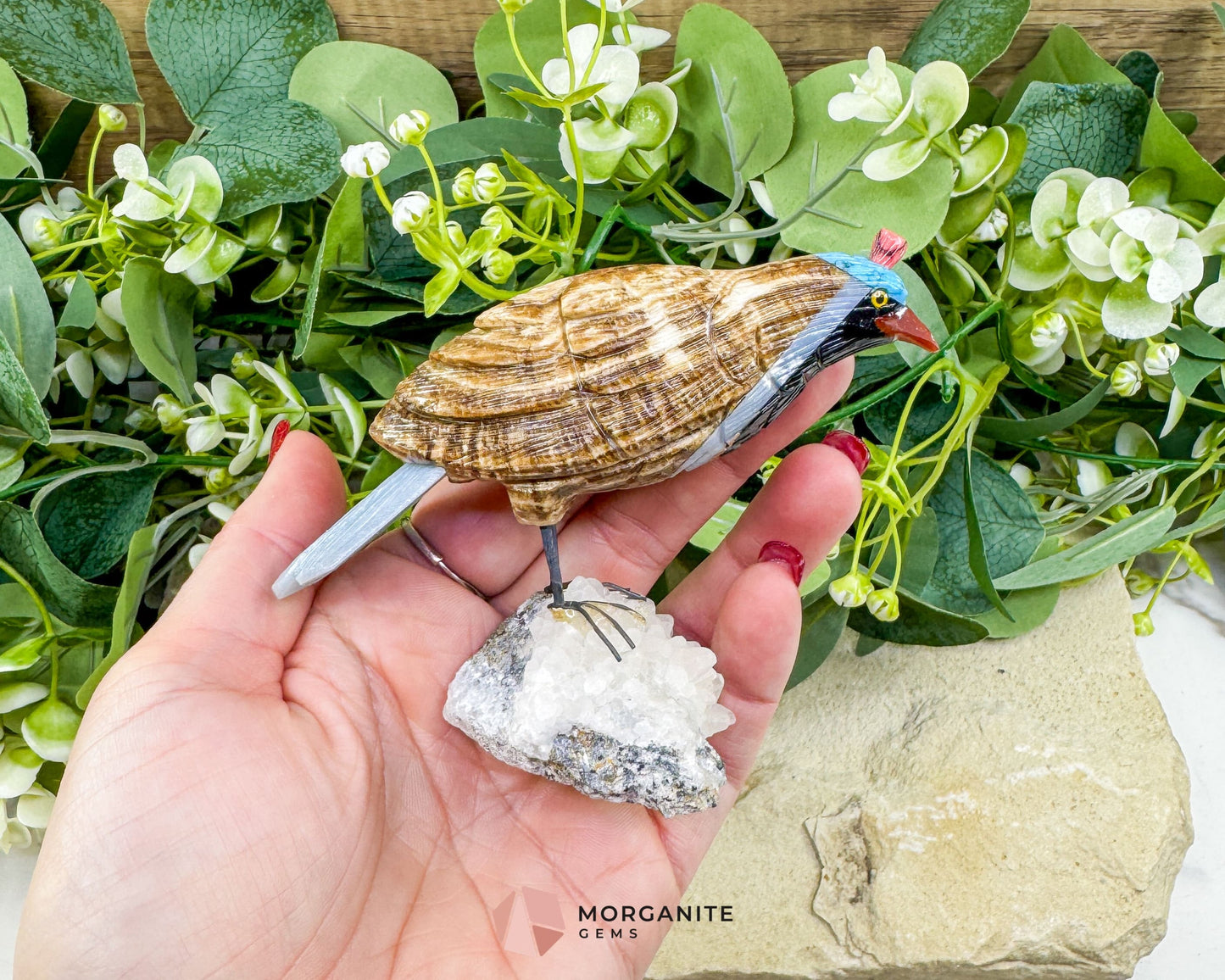 Quail Multi‑Stone Carving No. 3 – 3″ × 4.3″ × 2″ | 6 oz Hand‑Carved Figurine - Metaphysical Crystals