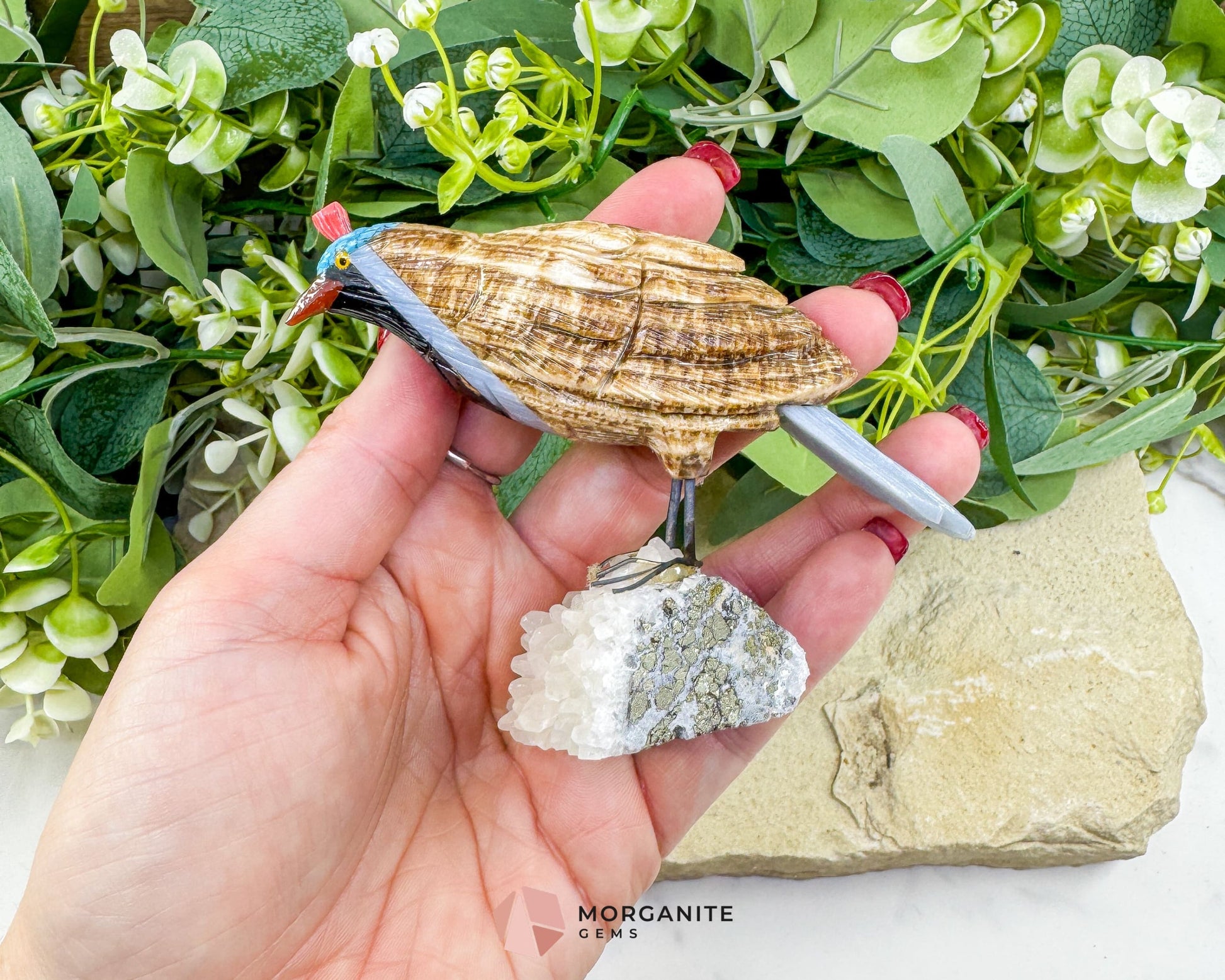 Quail Multi‑Stone Carving No. 3 – 3″ × 4.3″ × 2″ | 6 oz Hand‑Carved Figurine - Metaphysical Crystals