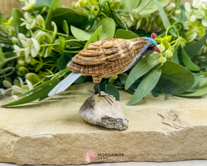 Quail Multi‑Stone Carving No. 3 – 3″ × 4.3″ × 2″ | 6 oz Hand‑Carved Figurine - Metaphysical Crystals