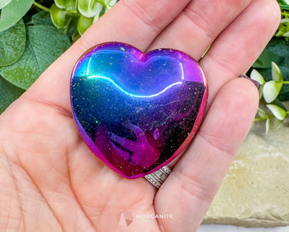 Rainbow Hematite Heart – Polished Iridescent Hematite Palm Stone for Energy Healing & Decor - Metaphysical Crystals