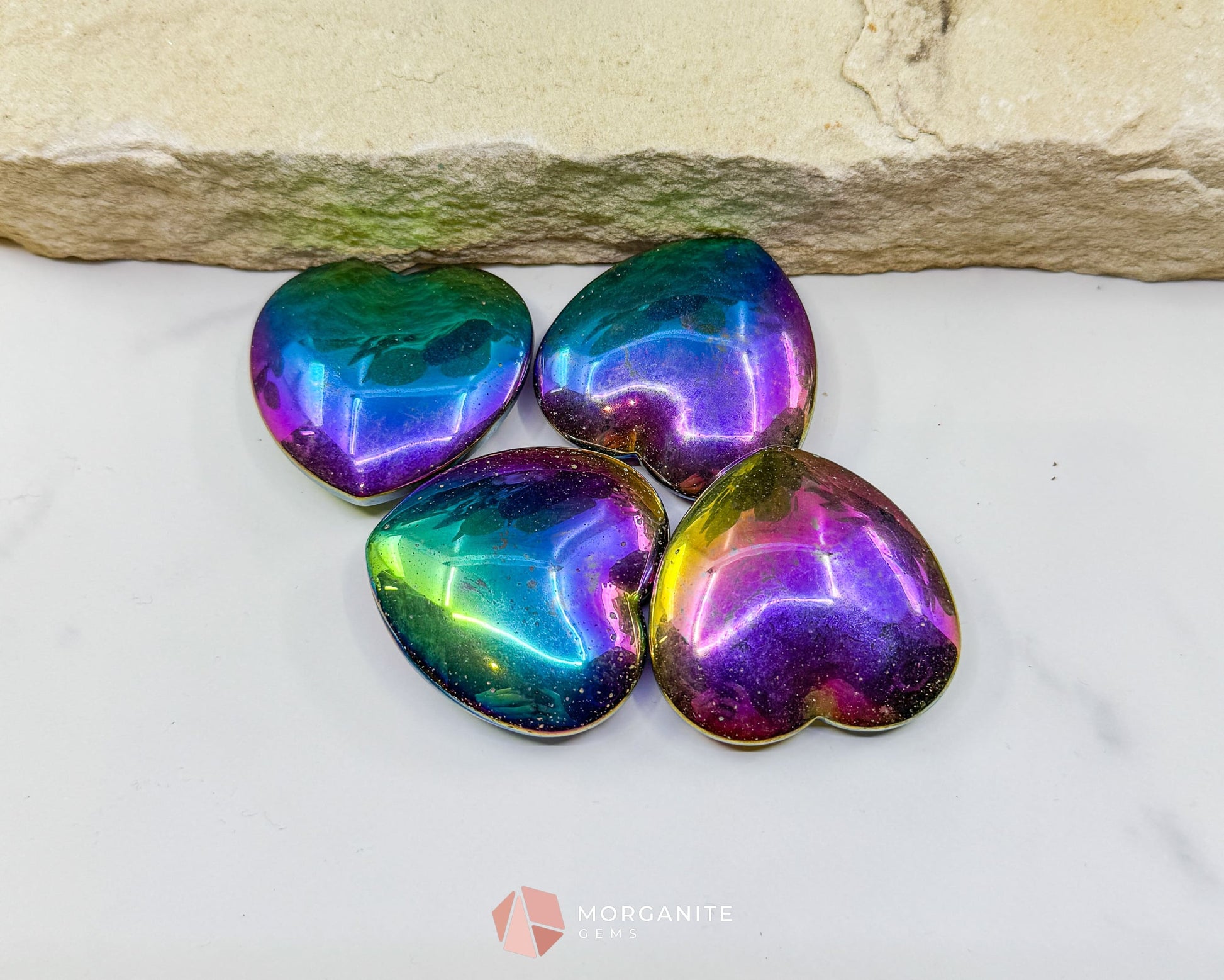 Rainbow Hematite Heart – Polished Iridescent Hematite Palm Stone for Energy Healing & Decor - Metaphysical Crystals