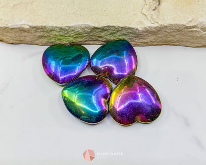 Rainbow Hematite Heart – Polished Iridescent Hematite Palm Stone for Energy Healing & Decor - Metaphysical Crystals