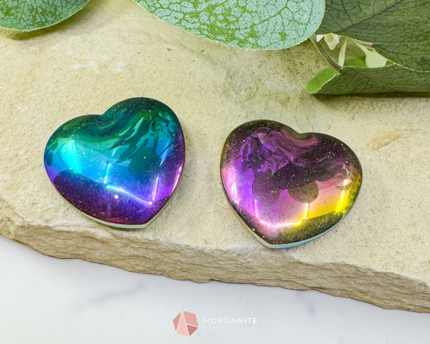 Rainbow Hematite Heart – Polished Iridescent Hematite Palm Stone for Energy Healing & Decor - Metaphysical Crystals